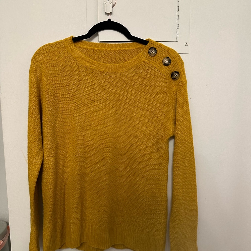 Women's Mustard Sweater with Button Detail
